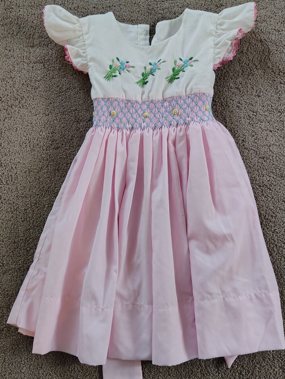 Baby Girls Smocked Sundress With Ric Rac Sleeves - Picture 2 of 6